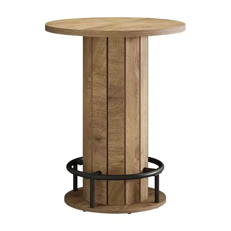 MAYEERTY Table de bistrot ronde style industriel/ferme, Table de bar robuste en bois pour petits espaces, Maison, Café et Bureau, Montage facile