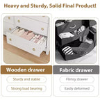 Commode en bois à 7 tiroirs – Commode haute de style bohème avec pieds incurvés, accents en rotin et rangement autoportant