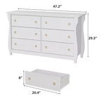 Commode en bois à 7 tiroirs – Commode haute de style bohème avec pieds incurvés, accents en rotin et rangement autoportant
