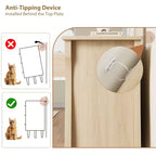 Commode en bois à 7 tiroirs – Commode haute de style bohème avec pieds incurvés, accents en rotin et rangement autoportant