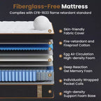 10 matelas hybrides King Plush avec ressorts ensachés et mousse à mémoire de forme au gel, sans fibre de verre