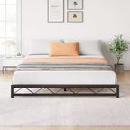 Lit plateforme en métal ondulé 1 pièce – 6 profil bas taille Queen, lattes en acier, aucun sommier tapissier requis, convient aux matelas standards