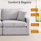 Dyonery 80 Canapé de salon, canapé moderne confortable en chenille avec coussins de siège profonds à ressorts, cadre en bois massif, revêtement amovible