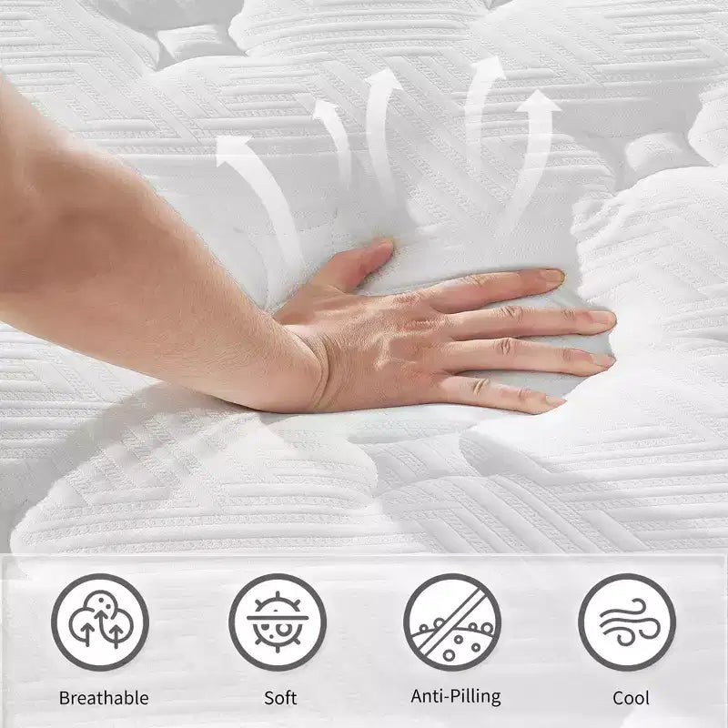 Matelas hybride GDFStudio Cliff Modern 12 avec revêtement respirant et mousse à mémoire de forme