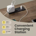 Table de chevet de ferme avec station de recharge - Table de nuit à 3 tiroirs avec ports USB