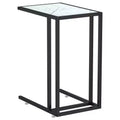 vidaXL Side Table White marble Tempered glass, iron 19.7 x 13.8 x 25.6 in