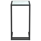 vidaXL Table d'appoint Marbre blanc Verre trempé, fer 50 x 35 x 65 cm
