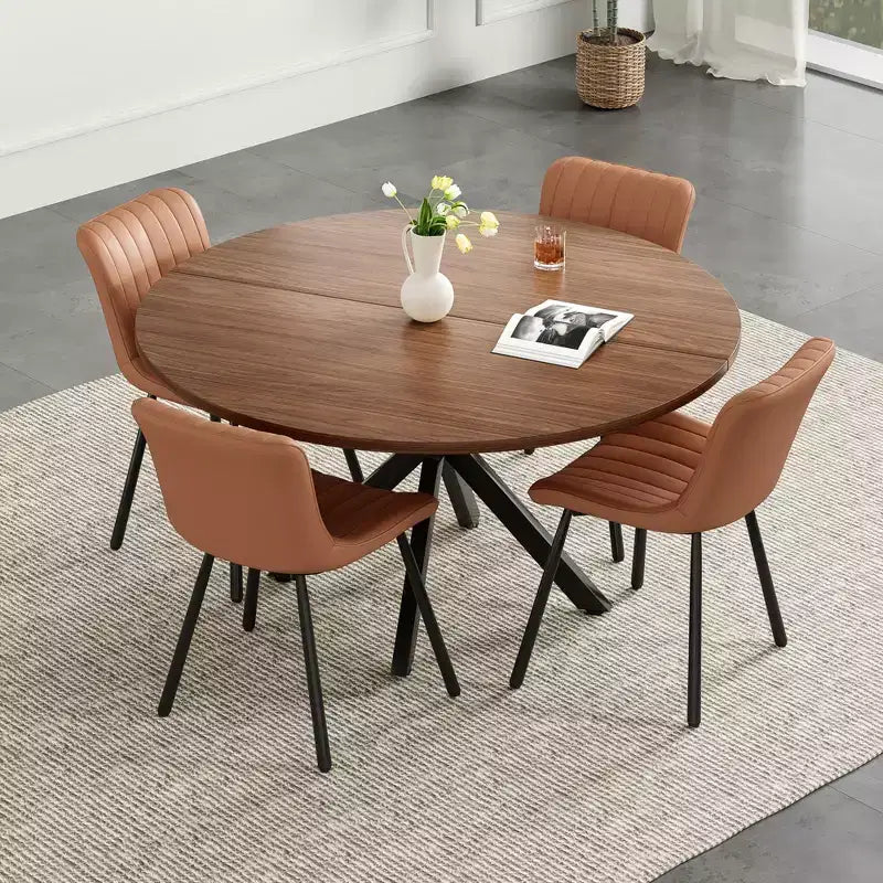 Table à manger ronde PexFix 47 Table basse moderne du milieu du siècle pour 4 à 6 personnes Table de ferme pour cuisine salle à manger Noyer