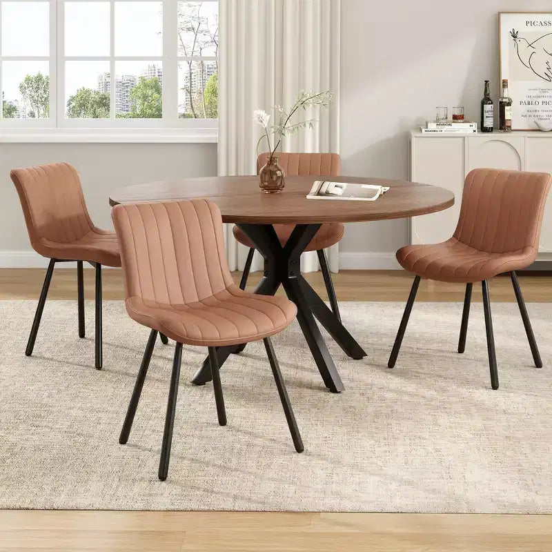 Table à manger ronde PexFix 47 Table basse moderne du milieu du siècle pour 4 à 6 personnes Table de ferme pour cuisine salle à manger Noyer