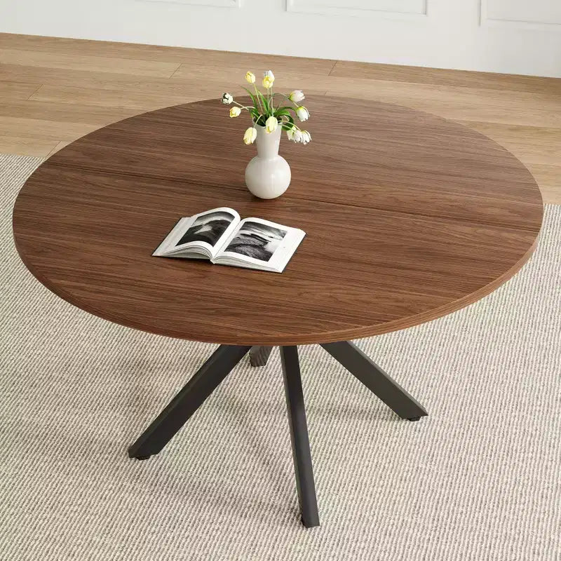Table à manger ronde PexFix 47 Table basse moderne du milieu du siècle pour 4 à 6 personnes Table de ferme pour cuisine salle à manger Noyer