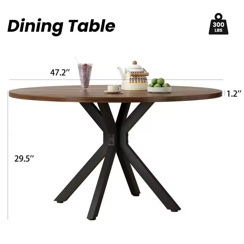 Table à manger ronde PexFix 47 Table basse moderne du milieu du siècle pour 4 à 6 personnes Table de ferme pour cuisine salle à manger Noyer