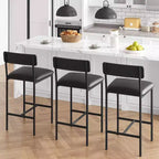 Lot de tabourets de bar, tabourets de bar rembourrés avec pieds en métal, repose-pieds et dossier, assise en PU, chaises hauteur cuisine