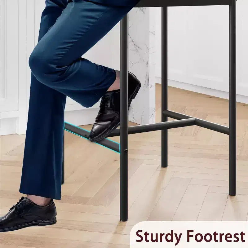 Lot de tabourets de bar, tabourets de bar rembourrés avec pieds en métal, repose-pieds et dossier, assise en PU, chaises hauteur cuisine