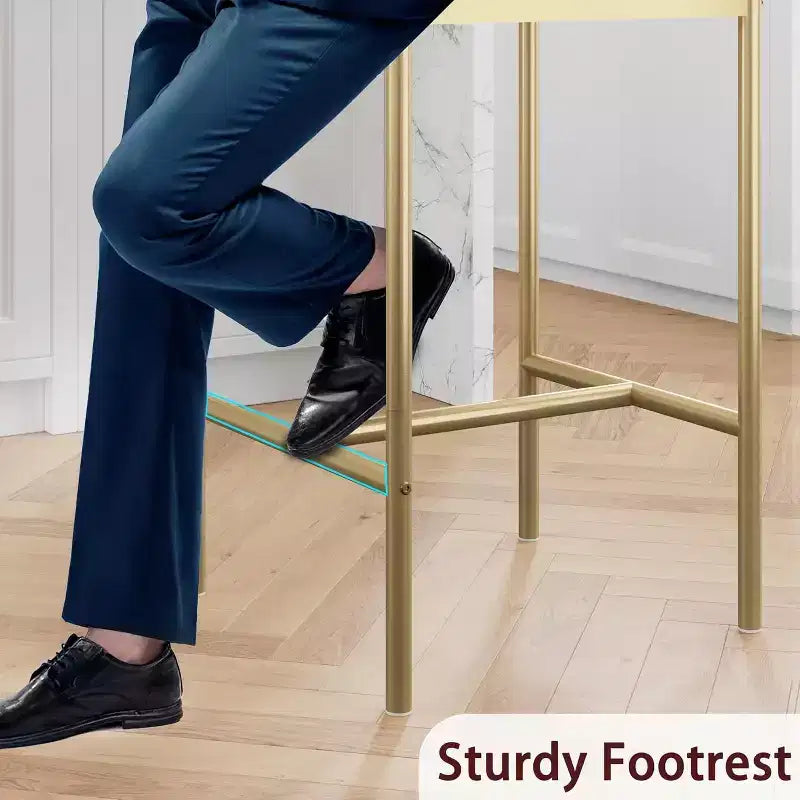 Lot de tabourets de bar, tabourets de bar rembourrés avec pieds en métal, repose-pieds et dossier, assise en PU, chaises hauteur cuisine