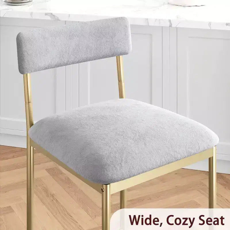 Lot de tabourets de bar, tabourets de bar rembourrés avec pieds en métal, repose-pieds et dossier, assise en PU, chaises hauteur cuisine