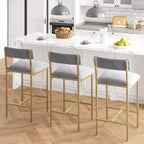 Lot de tabourets de bar, tabourets de bar rembourrés avec pieds en métal, repose-pieds et dossier, assise en PU, chaises hauteur cuisine