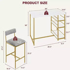 Lot de tabourets de bar, tabourets de bar rembourrés avec pieds en métal, repose-pieds et dossier, assise en PU, chaises hauteur cuisine