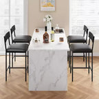Lot de tabourets de bar, tabourets de bar rembourrés avec pieds en métal, repose-pieds et dossier, assise en PU, chaises hauteur cuisine