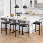 Lot de tabourets de bar, tabourets de bar rembourrés avec pieds en métal, repose-pieds et dossier, assise en PU, chaises hauteur cuisine