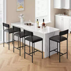 Lot de tabourets de bar, tabourets de bar rembourrés avec pieds en métal, repose-pieds et dossier, assise en PU, chaises hauteur cuisine