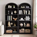 GustoWave Étagère à Livres Cintrée à 5 Niveaux, Bibliothèque Haute de 182 cm, Étagère de Rangement Style Ferme, Noir