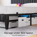 Cadre de lit CuisinSmart avec station de recharge, cadre de lit LED avec tête de lit de rangement, cadre de lit plateforme rembourré, aucun sommier tapissier requis