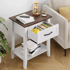 Table de chevet avec tiroir et 2 étagères de rangement, table d'appoint polyvalente pour chambre à coucher, salon, dortoir et petits espaces