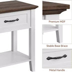 Table de chevet avec tiroir et 2 étagères de rangement, table d'appoint polyvalente pour chambre à coucher, salon, dortoir et petits espaces
