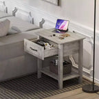 Table de chevet avec tiroir et 2 étagères de rangement, table d'appoint polyvalente pour chambre à coucher, salon, dortoir et petits espaces