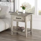 Table de chevet avec tiroir et 2 étagères de rangement, table d'appoint polyvalente pour chambre à coucher, salon, dortoir et petits espaces