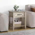 Table de chevet avec tiroir et 2 étagères de rangement, table d'appoint polyvalente pour chambre à coucher, salon, dortoir et petits espaces