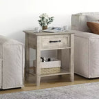 Table de chevet avec tiroir et 2 étagères de rangement, table d'appoint polyvalente pour chambre à coucher, salon, dortoir et petits espaces