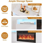 Meuble TV pour téléviseur jusqu'à 75 pouces, meuble de divertissement moderne avec armoire de rangement, s'adapte à une cheminée électrique de 36 pouces