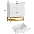 Table de chevet moderne à 3 tiroirs, table d'appoint en bois avec pieds en métal, table d'appoint de canapé pour petit espace, commode à 3 tiroirs pour chambre à coucher