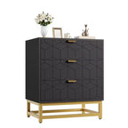 Table de chevet moderne à 3 tiroirs, table d'appoint en bois avec pieds en métal, table d'appoint de canapé pour petit espace, commode à 3 tiroirs pour chambre à coucher