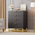 Modern Nightstand with 4 Drawers, Wooden Accent End Table with Metal Legs, Sofa Side Table for Small Space, 4 Drawer Dresser for Bedroom