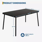 Table à manger en fer - Plateau en verre trempé intégré, Design épuré, Cadre en métal durable, Table à manger moderne avec plateau en verre