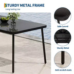 Table à manger en fer - Plateau en verre trempé intégré, Design épuré, Cadre en métal durable, Table à manger moderne avec plateau en verre