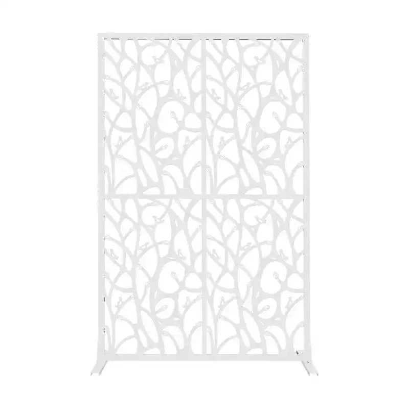 MAYEERTY Paravent intimité en fer motif oiseaux noirs de 117 cm, autoportant, pour intérieur et extérieur