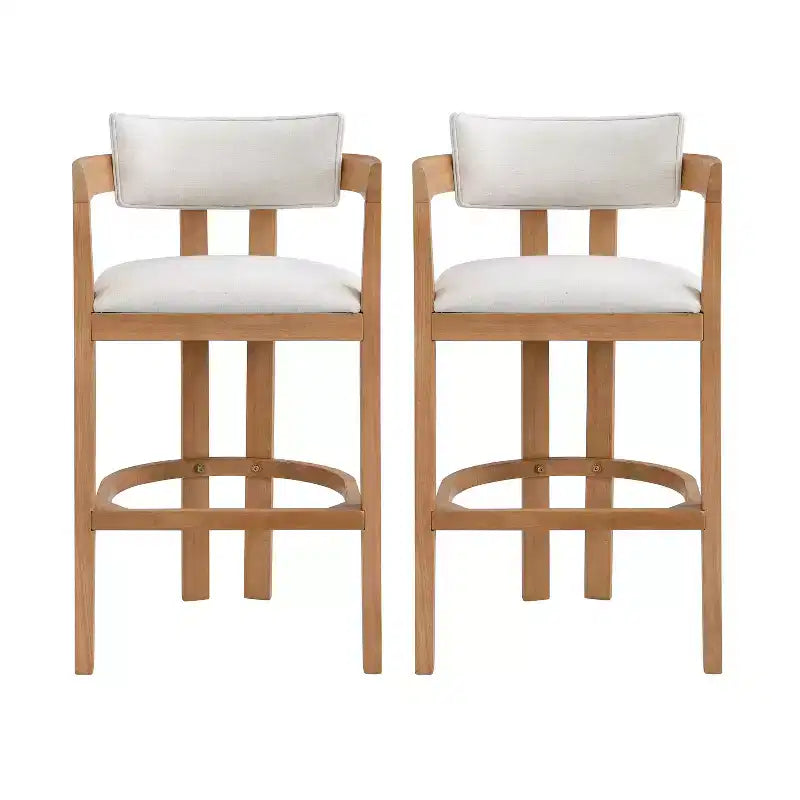 Tabouret de bar rembourré Christopher Knight Home Peyton en bois d'hévéa avec dossier ouvert incurvé (Lot de 2)