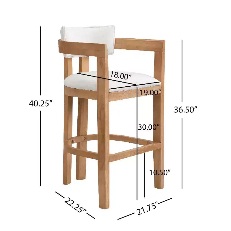 Tabouret de bar rembourré Christopher Knight Home Peyton en bois d'hévéa avec dossier ouvert incurvé (Lot de 2)