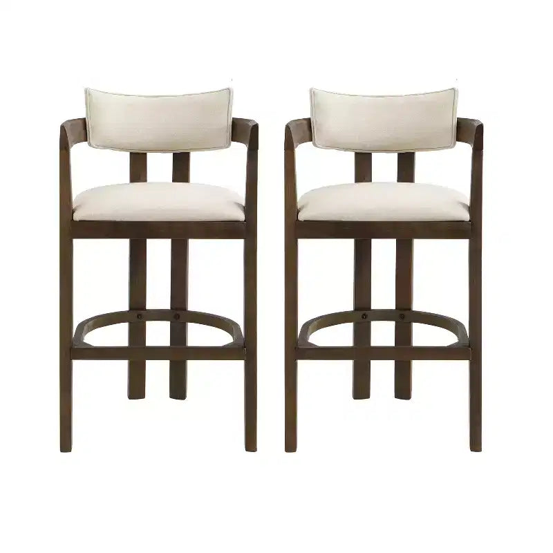 Tabouret de bar rembourré Christopher Knight Home Peyton en bois d'hévéa avec dossier ouvert incurvé (Lot de 2)