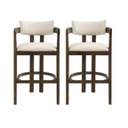 Tabouret de bar rembourré Christopher Knight Home Peyton en bois d'hévéa avec dossier ouvert incurvé (Lot de 2)
