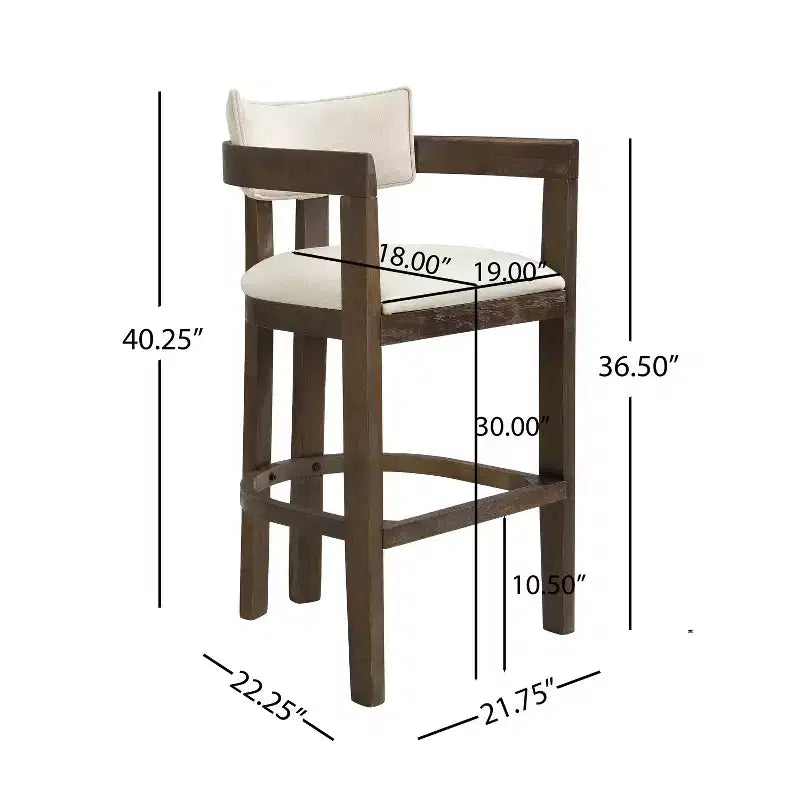 Tabouret de bar rembourré Christopher Knight Home Peyton en bois d'hévéa avec dossier ouvert incurvé (Lot de 2)