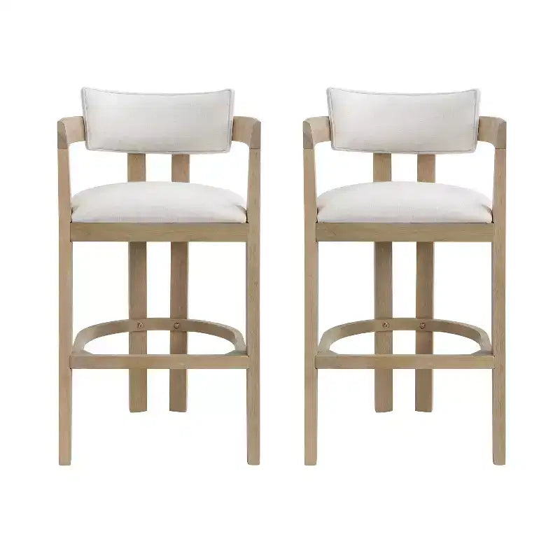 Tabouret de bar rembourré Christopher Knight Home Peyton en bois d'hévéa avec dossier ouvert incurvé (Lot de 2)