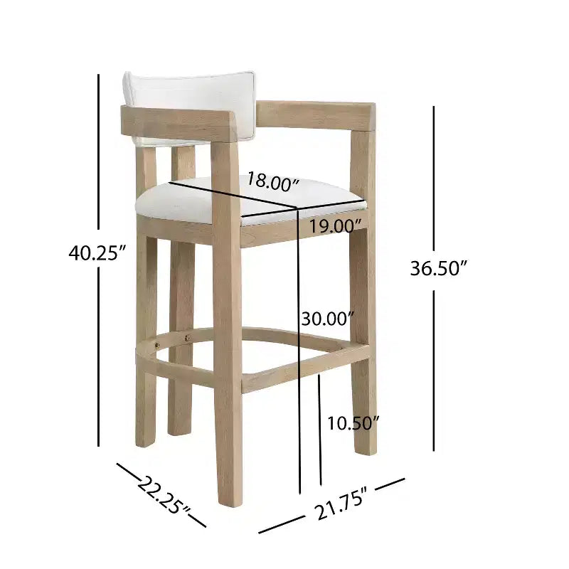 Tabouret de bar rembourré Christopher Knight Home Peyton en bois d'hévéa avec dossier ouvert incurvé (Lot de 2)