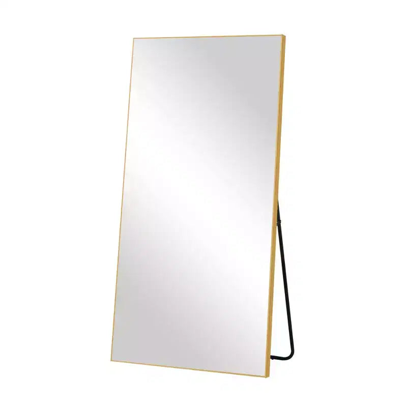 PexFix Miroir de Poutre Pleine Longueur 71x31 en Aluminium à Bord Fin et Angle Droit avec Support