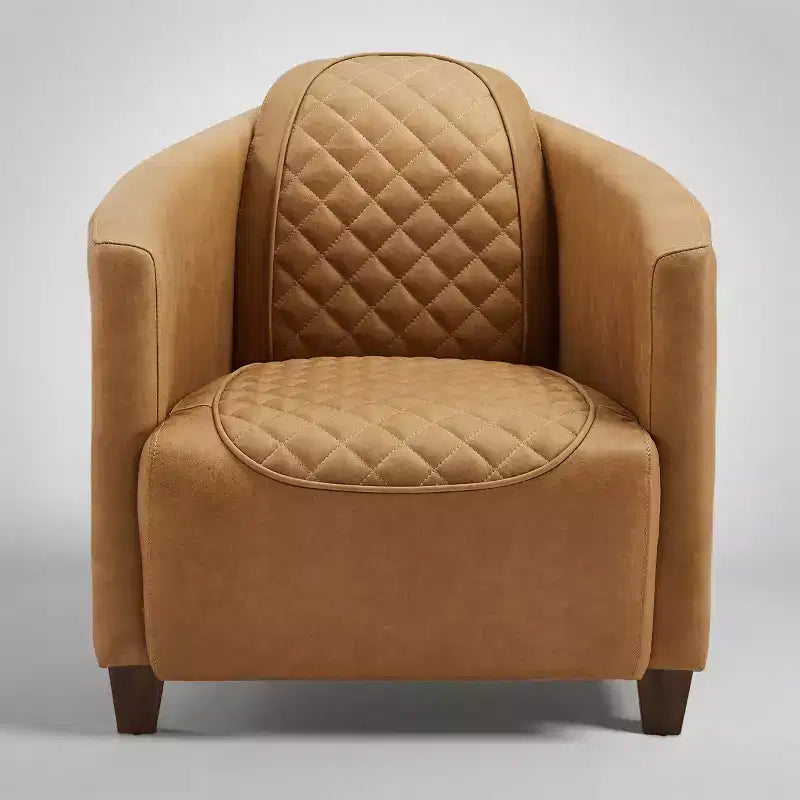 Fauteuil Art Leon en cuir avec design matelassé pour un confort intemporel