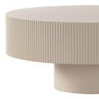 Maxax Table basse ronde moderne blanche, table d'appoint en bois de 34,25 pouces. Table basse d'appoint contemporaine pour salon, appartement, bureau