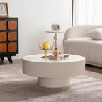 Maxax Table basse ronde moderne blanche, table d'appoint en bois de 34,25 pouces. Table basse d'appoint contemporaine pour salon, appartement, bureau
